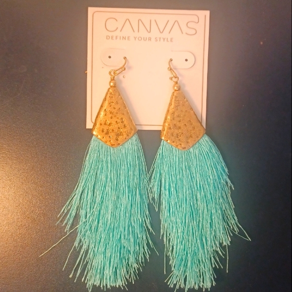 Bella Canvas Jewelry - Bella Canvas Gold and Blue Tassel Earrings